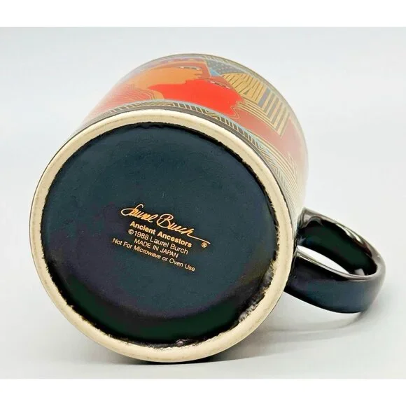 Laurel Burch Ancient Ancestors Egyptian‎ Coffee Mug 1988 Japan Gold Vintage - Picture 7 of 9